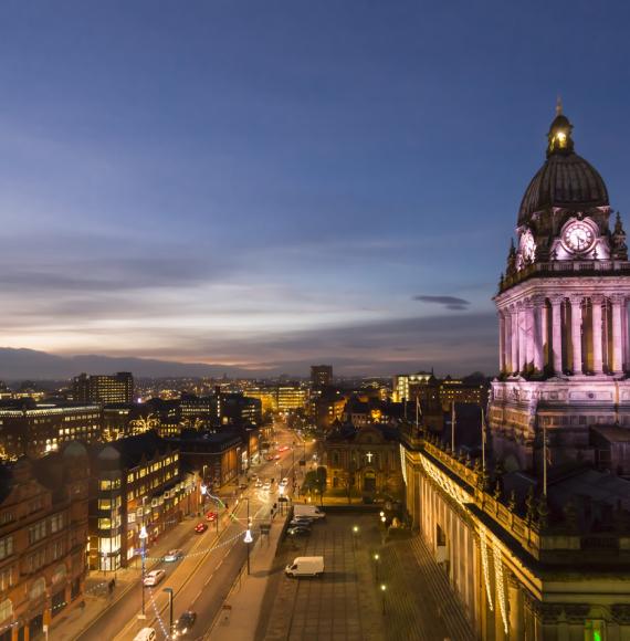 High angle view of Leeds Town Hall