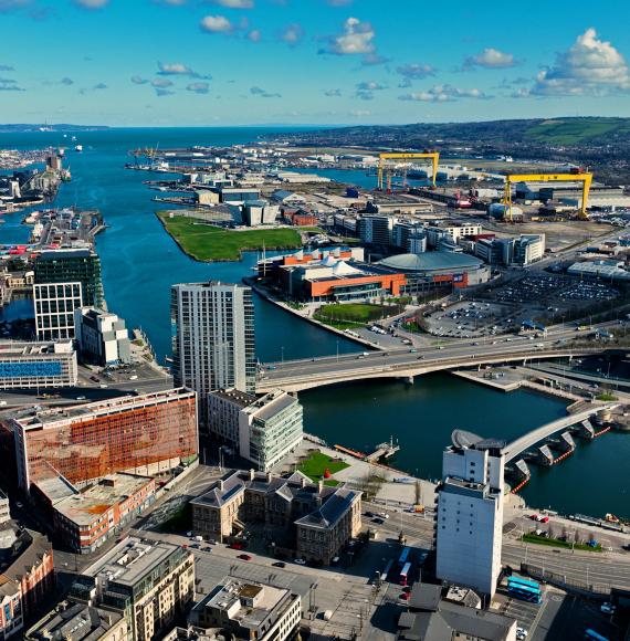 Aerial photo of Belfast City Skyline