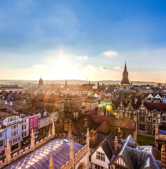 Aerial sunset view of Oxford City