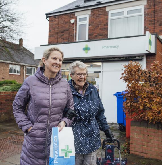 A woman out with her carer