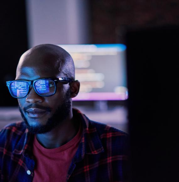 Man working on a computer