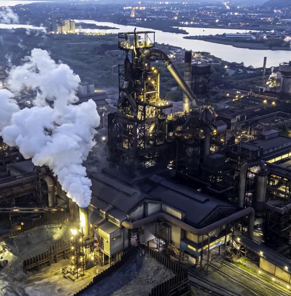 Port talbot steel works at dusk