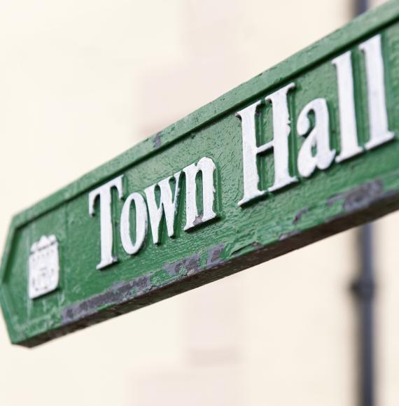 Town hall sign